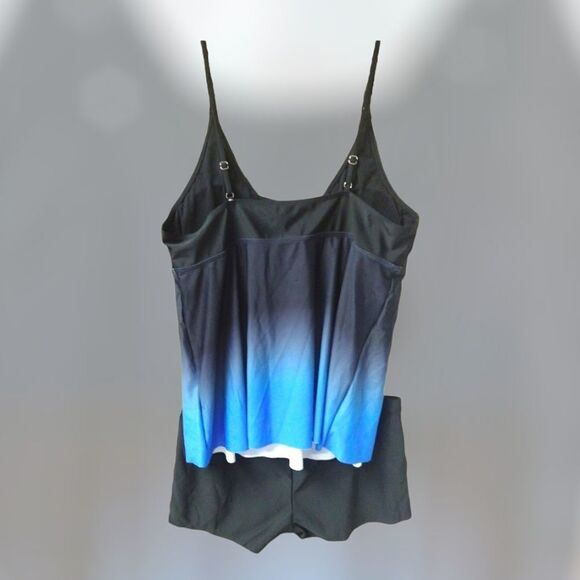 ROSEGAL Ombre Lattice Floral Embroidered Applique Two- Piece Plus Size  Swimsuit - Picture 10 of 16